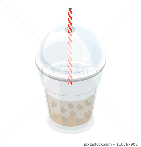 3D Isometric Flat Vector Set of Bubble Tea. Item 2 3D Isometric Flat Vector Set of Bubble Tea. Item 2 110567908