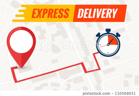 Express Delivery Vector Concept - Fast Shipping Route on Map Illustration 110568031