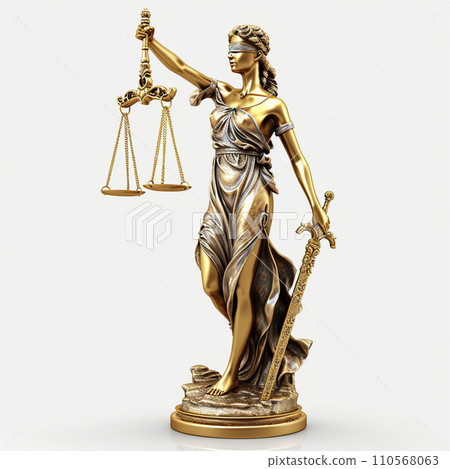 [AI-generated image/AI illustration] Statue of justice, figurine, simple background 110568063