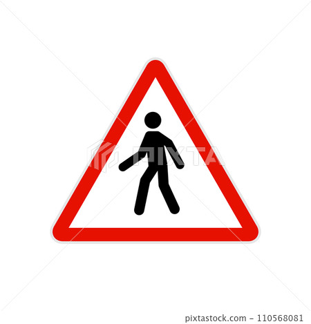 Pedestrian Crossing Warning Road Sign. Safety traffic pedestrian walk sign 110568081