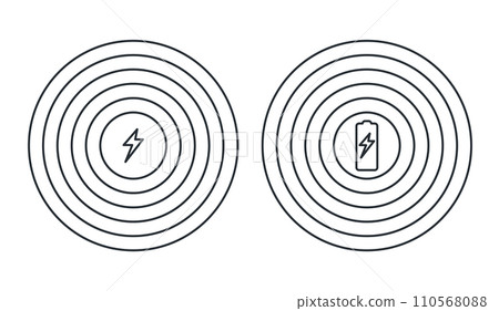 Wireless fast charging icon concept logo. Phone wireless charge electric lightning connection symbol 110568088