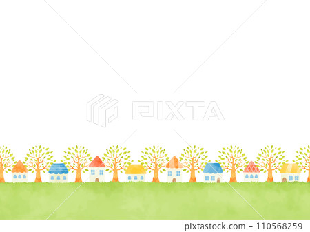 簡單可愛的城鎮景觀插畫 110568259