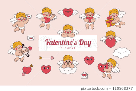 平面向量情人節丘比特素材集合 110568377
