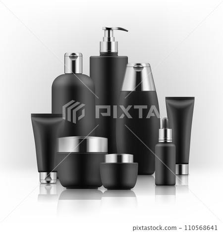 Black and golden cosmetic containers 110568641