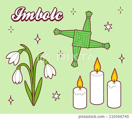 Imbolc symbols doodle set 110568740