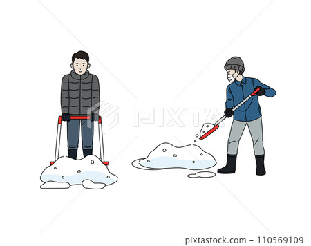 一個人鏟雪的插圖 110569109