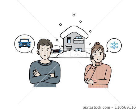 一對夫婦遭遇大雪的插畫 110569110
