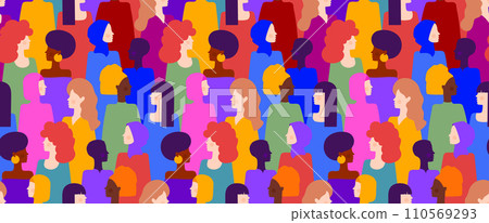 Seamless pattern crowd beauty young women Seamless pattern crowd beauty young women 110569293