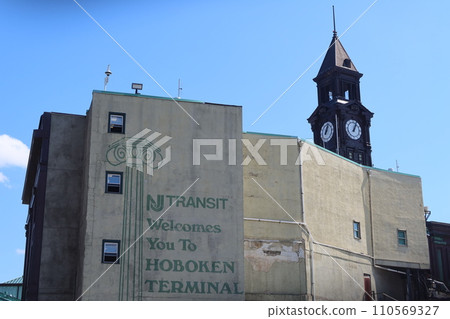 Hoboken Terminal building and clock tower in New Jersey, USA. August 27, 2023 110569327