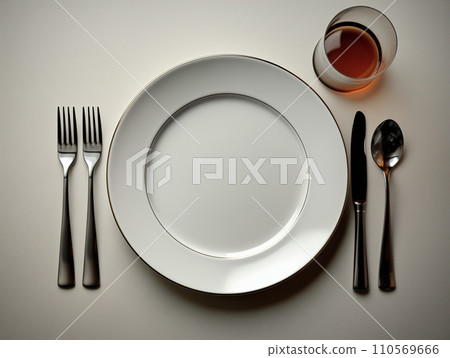 Sign for the end of the meal by the cutlery 110569666