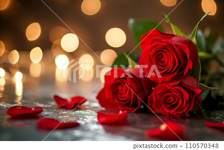 red roses, candles and bubbles red roses, candles and bubbles 110570348