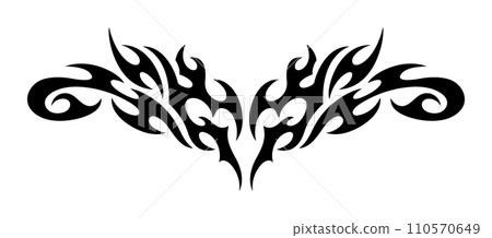 Y2K Tattoo Heart. Neo Tribal Tattoo. Vector Gothic Acid Element in Cyberpunk 2000s Style 110570649