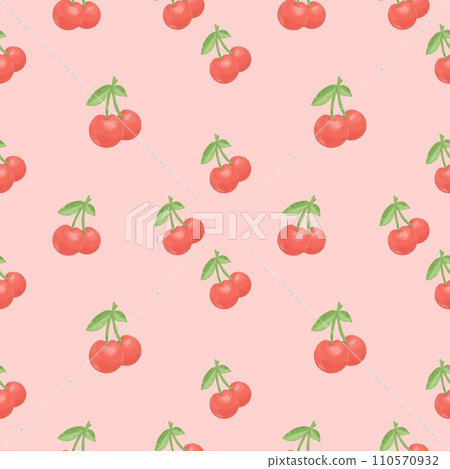 Seamless pattern of Cherry on a pink background 110570932