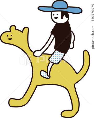 man riding an animal 110570979