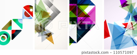 Set of abstract random triangle composition backgrounds. Vector illustration for for wallpaper, business card, cover, poster, banner, brochure, header, website 110571097