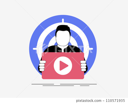 Video SEO - optimize content for top search results. Boost brand visibility, drive sales with live video seo trends and enhance engagement for increased traffic. Online video marketing illustration 110571935