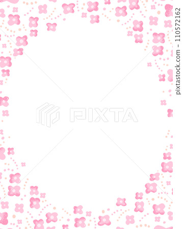 Hand-drawn floral pattern frame/background material/white background (vertical orientation) 110572162