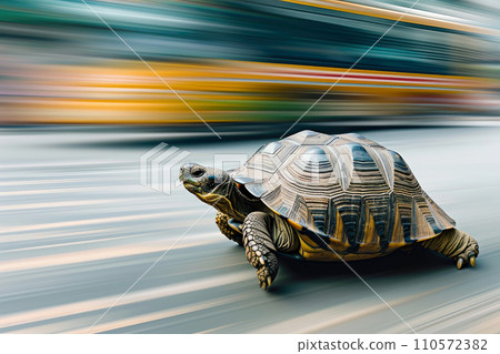 A turtle that fast runs in blur background .generative AI 110572382