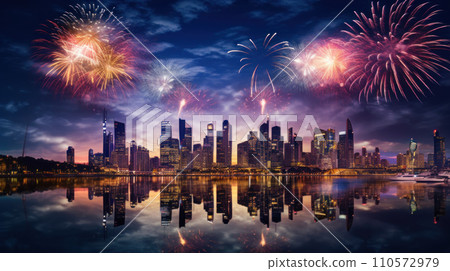 Beautiful fireworks night in the city of celebration Australia Beautiful fireworks night in the city of celebration Australia 110572979