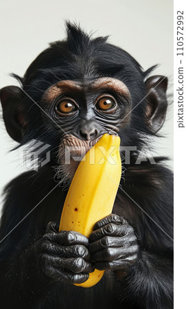 Portrait of a monkey hold a banana , Generate Ai 110572992