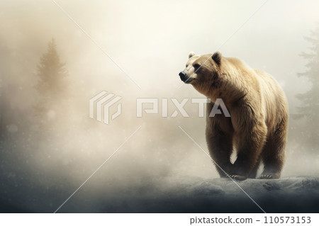 Close up of a bear isolated of natural background. generative ai 110573153