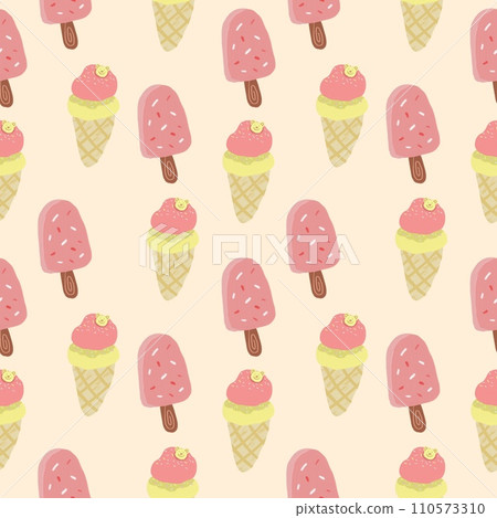 Seamless pattern of ice cream on a pink background Seamless pattern of ice cream on a pink background 110573310