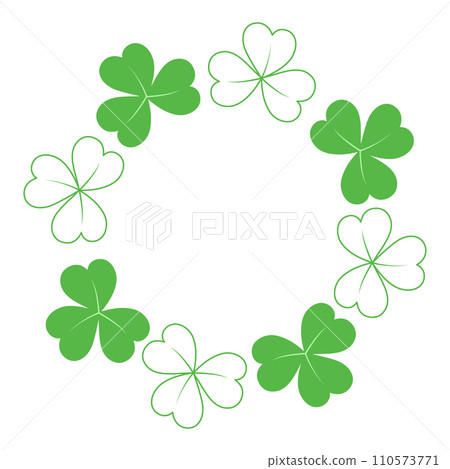 Abstract shamrock frame with top and bottom border in trendy green. Concept for St. Patrick greeting 110573771
