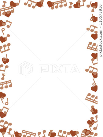 Cute heart and musical note Valentine's frame (brown) A3 size vertical Cute heart and musical note Valentine's frame (brown) A3 size vertical 110573916