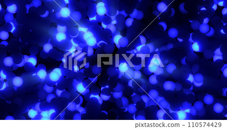 Blue bright glowing energy balls garlands with light festive Christmas background Blue bright glowing energy balls garlands with light festive Christmas background 110574429