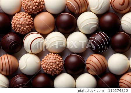 Homemade chocolate candies for Valentine's Day on dark background 110574830
