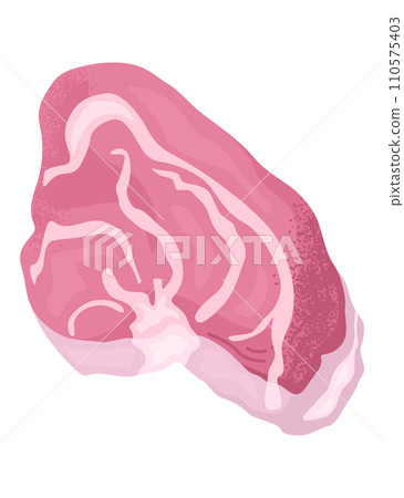 Pink raw steak with marbling detail. Realistic meat cut design. Detailed beef vector illustration. 110575403