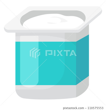 Cartoon yogurt cup with foil lid, dairy product vector illustration. Healthy food, dairy snack, sealed container Cartoon yogurt cup with foil lid, dairy product vector illustration. Healthy food, dairy snack, sealed container 110575553