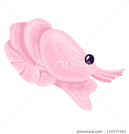 Pink cuttlefish cartoon underwater animal, cute cephalopod mollusk aquatic creature. Marine life and ocean fauna vector illustration. 110575591