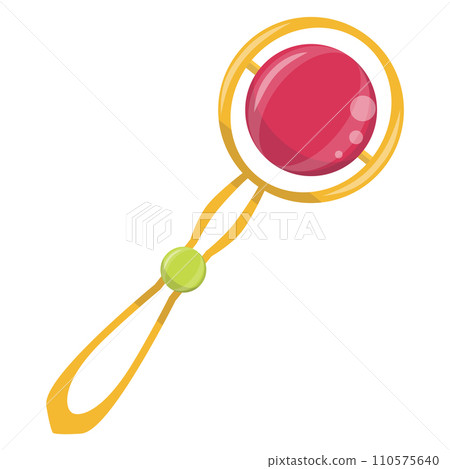 Red and gold baby rattle toy illustration. Cartoon style infant rattle clipart. Newborn accessory vector illustration. Red and gold baby rattle toy illustration. Cartoon style infant rattle clipart. Newborn accessory vector illustration. 110575640