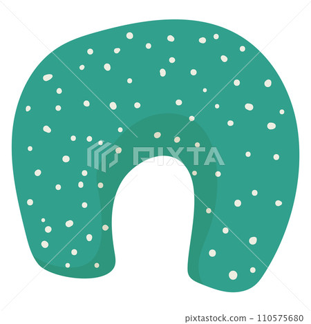 Green speckled neck pillow for travel comfort. Supportive U-shaped travel accessory vector illustration. 110575680