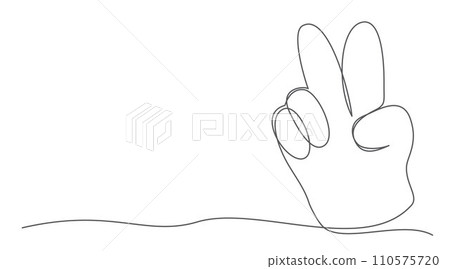 Victory One line drawing isolated on white background 110575720