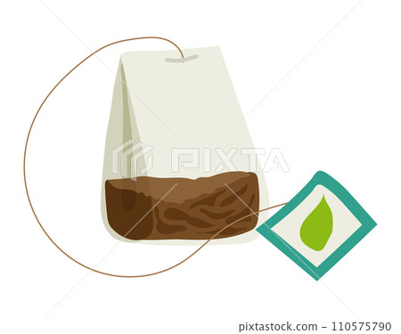 Teabag with green label vector illustration. Organic tea product design. 110575790