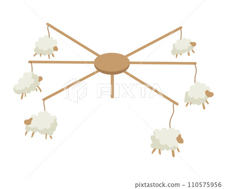 Simple stylized vector of sheep connected by lines to a central point. Connection concept with farm animals, network structure vector illustration. Simple stylized vector of sheep connected by lines to a central point. Connection concept with farm animals, network structure vector illustration. 110575956