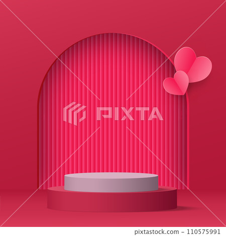 3d valentine podium scene for product display or placement. Vector 3d valentine podium scene for product display or placement. Vector 110575991