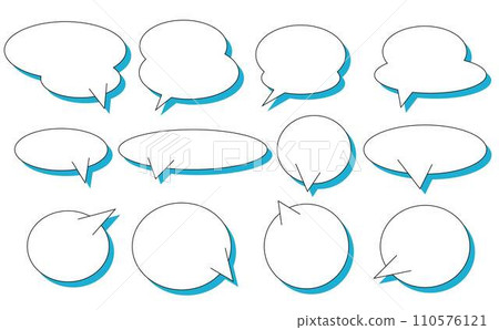 Simple speech bubble set with blue shadow 110576121