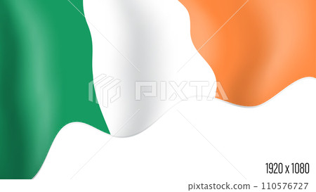Ireland country flag realistic independence day background. Irish commonwealth banner in motion waving, fluttering in wind. Festive patriotic HD format template for independence day Ireland country flag realistic independence day background. Irish commonwealth banner in motion waving, fluttering in wind. Festive patriotic HD format template for independence day 110576727