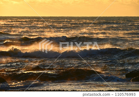 Ibaraki prefecture, Oarai coast, sunrise 110576993