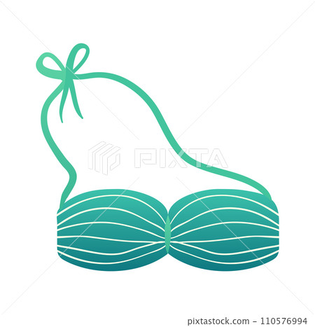 Blue and white striped bikini top, Summer swimwear fashion design. Beach clothing, female bra top vector illustration. Blue and white striped bikini top, Summer swimwear fashion design. Beach clothing, female bra top vector illustration. 110576994