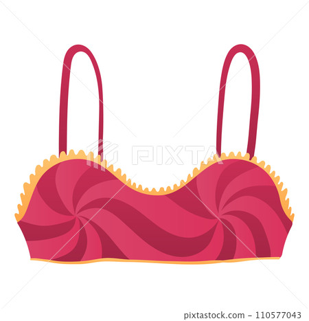 Red bra with yellow lace trim vector illustration. Feminine undergarment and fashion accessory. Red bra with yellow lace trim vector illustration. Feminine undergarment and fashion accessory. 110577043