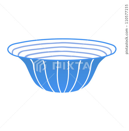 Blue striped empty bowl illustration. Simple kitchenware design representing home dining or cooking concept vector illustration. Blue striped empty bowl illustration. Simple kitchenware design representing home dining or cooking concept vector illustration. 110577155