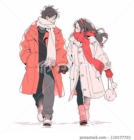 A couple walking hand in hand A couple walking hand in hand 110577701