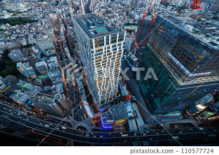 Aerial View of Shibuya, Tokyo, Japan at sunset Aerial View of Shibuya, Tokyo, Japan at sunset 110577724