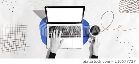 Person using a laptop computer Person using a laptop computer 110577727