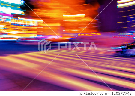 City motion blurred intersection background at night 110577742