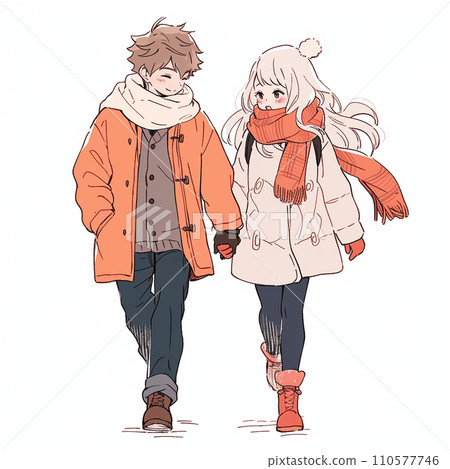 A couple walking hand in hand A couple walking hand in hand 110577746